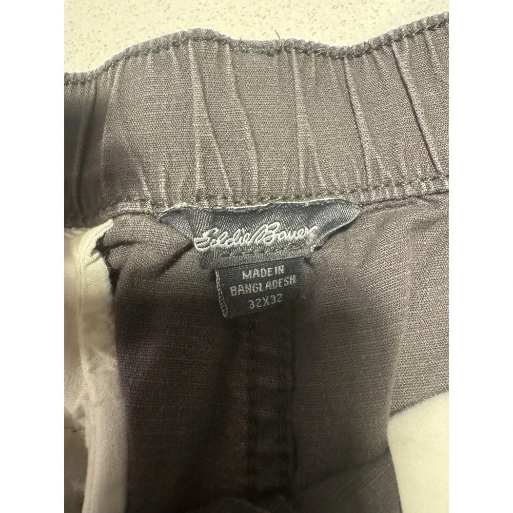 Eddie Bauer Pants Mens 32x32 Gray Elastic Waist Casual Travel Chino Pants